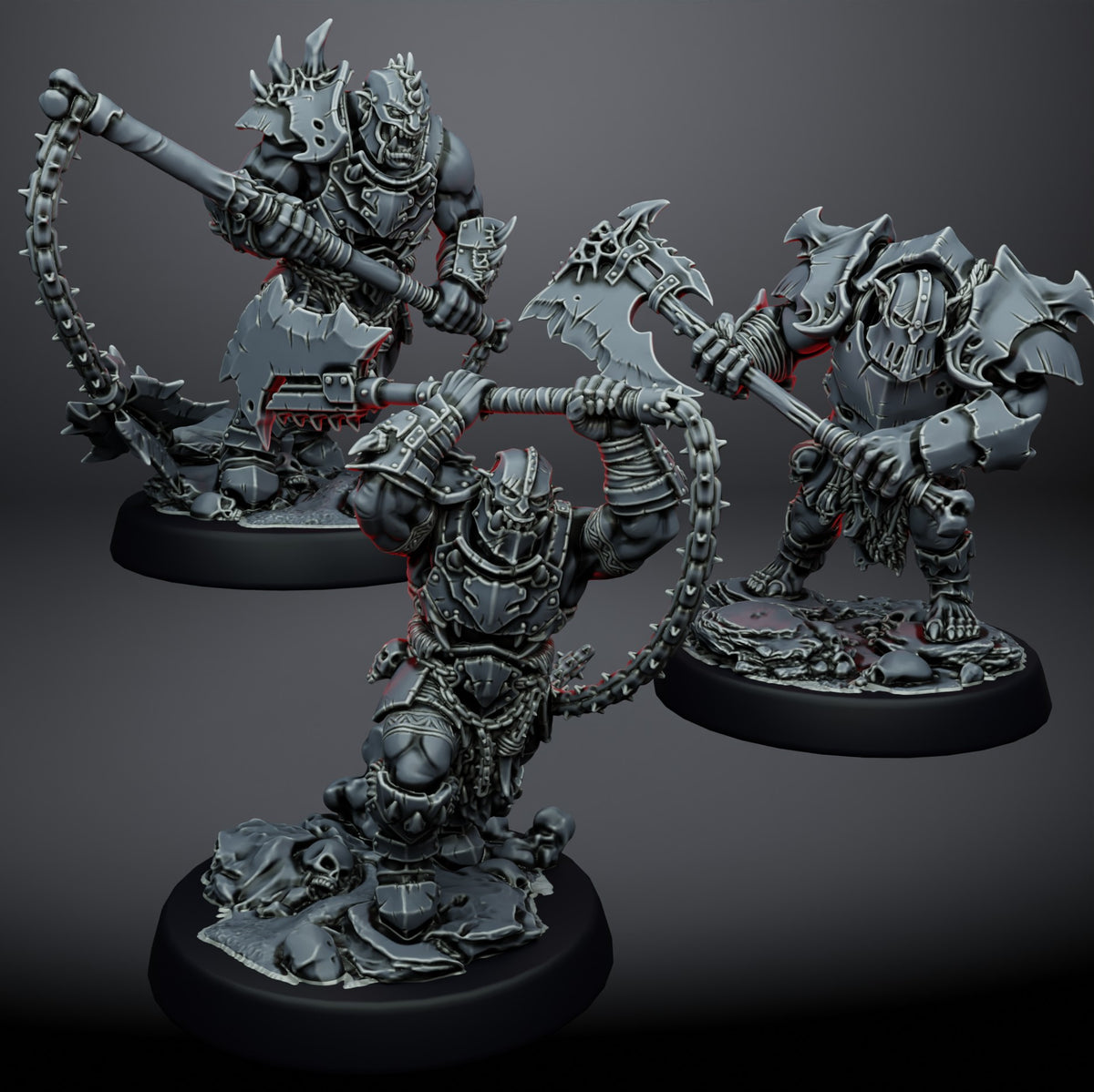 Orcs Bruisers by Ratman Forge – leaping axe-and-chain bruiser leading the squad