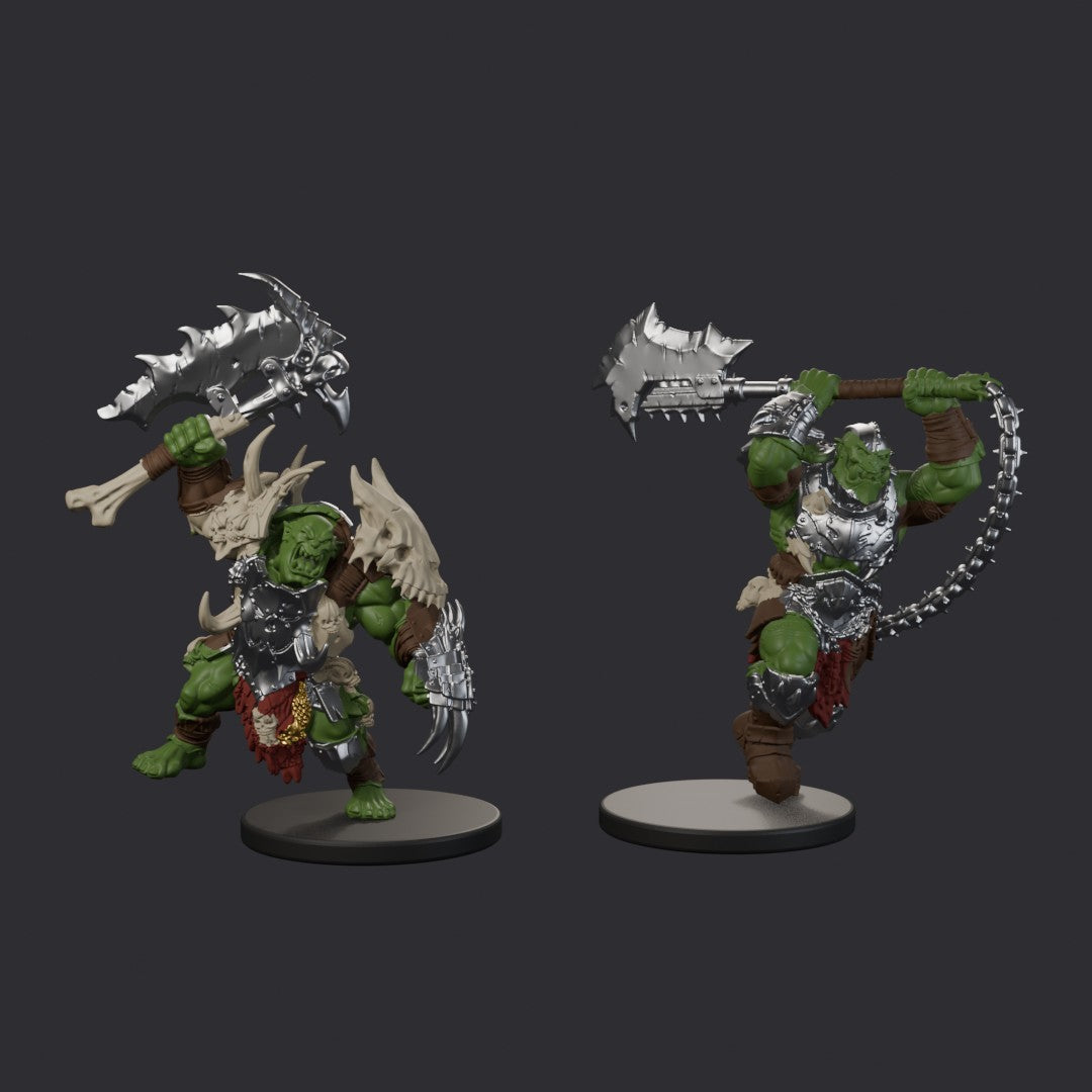 Orcs Bruisers by Ratman Forge – painted render of two bruisers, front