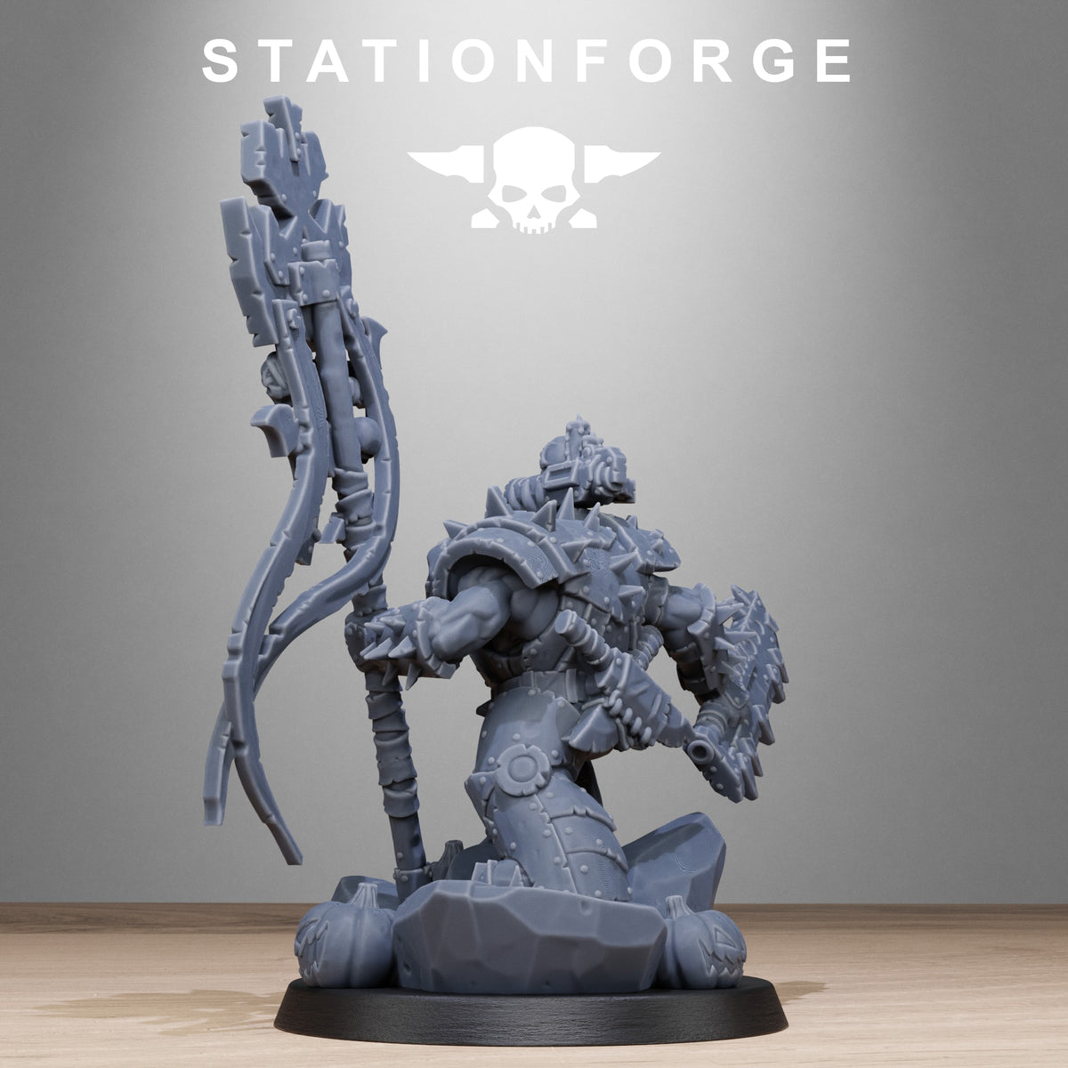 Orkaz Boo Basher by Station Forge – side view with the totem pole and scythe blades
