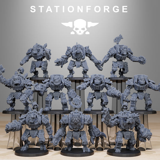 Orkaz Bots Infantry by Station Forge – group shot of all ten scrap-built ork robots