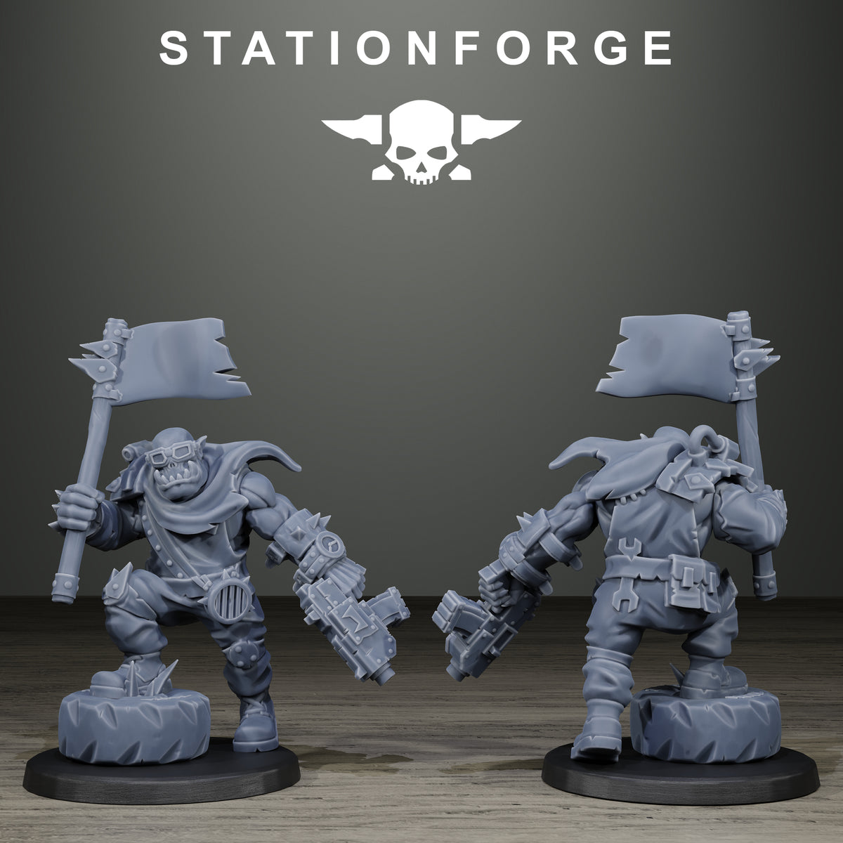 Orkaz Scrappers by Station Forge – banner boy, front and back
