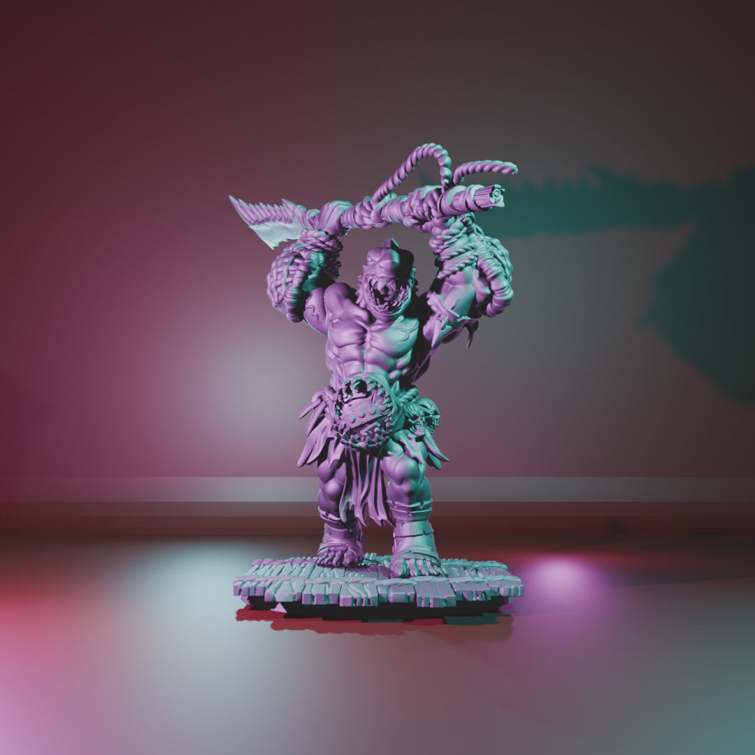 Sharkzerker Great-Weapon Pack by Battle Yak turntable video – overhead warrior with the jaw blade and netting pauldrons