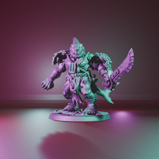 Sharkzerker Warrior Pack by Battle Yak turntable video – Warrior B with sword, fist and plank pauldrons