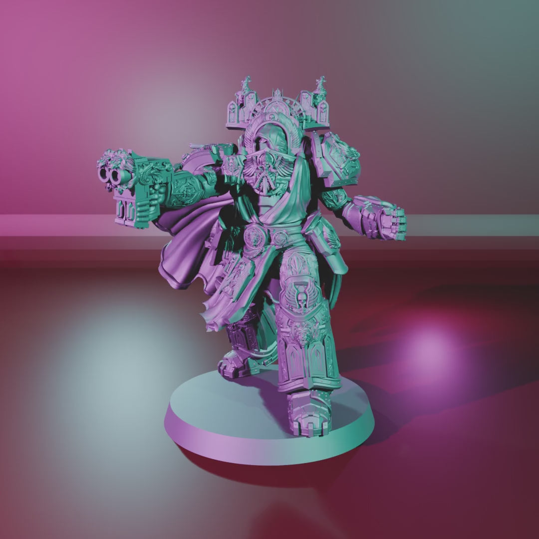 Grim Knight by 3DArtGuy turntable, 50mm Shooting pose with cape on a 40mm magnetic base