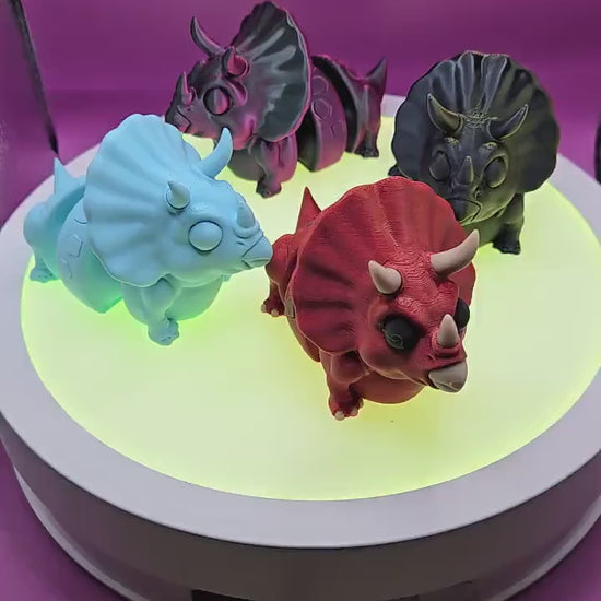 Topsy Triceratops, by BendyBuddies 3D Printed, 4 Color PLA, articulated triceratops, fidget, toy