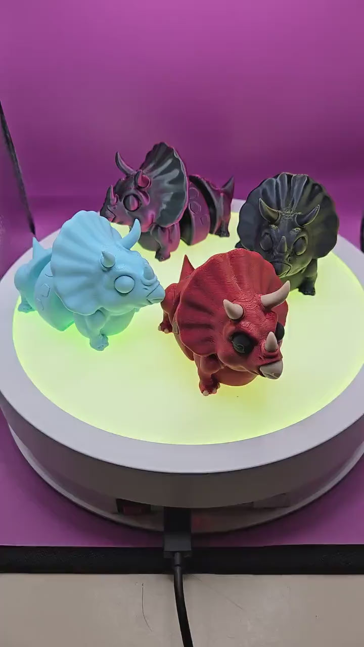 Topsy Triceratops, by BendyBuddies 3D Printed, 4 Color PLA, articulated triceratops, fidget, toy