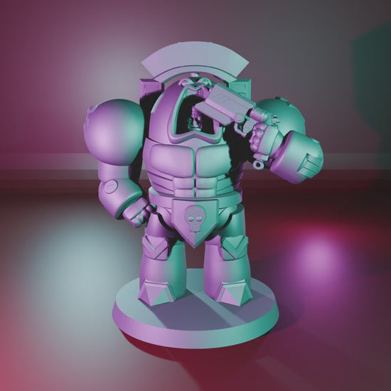 Captain Set 2 - Space King by 3DArtGuy turntable, Pistol on Shoulder pose on the 40mm magnetic base