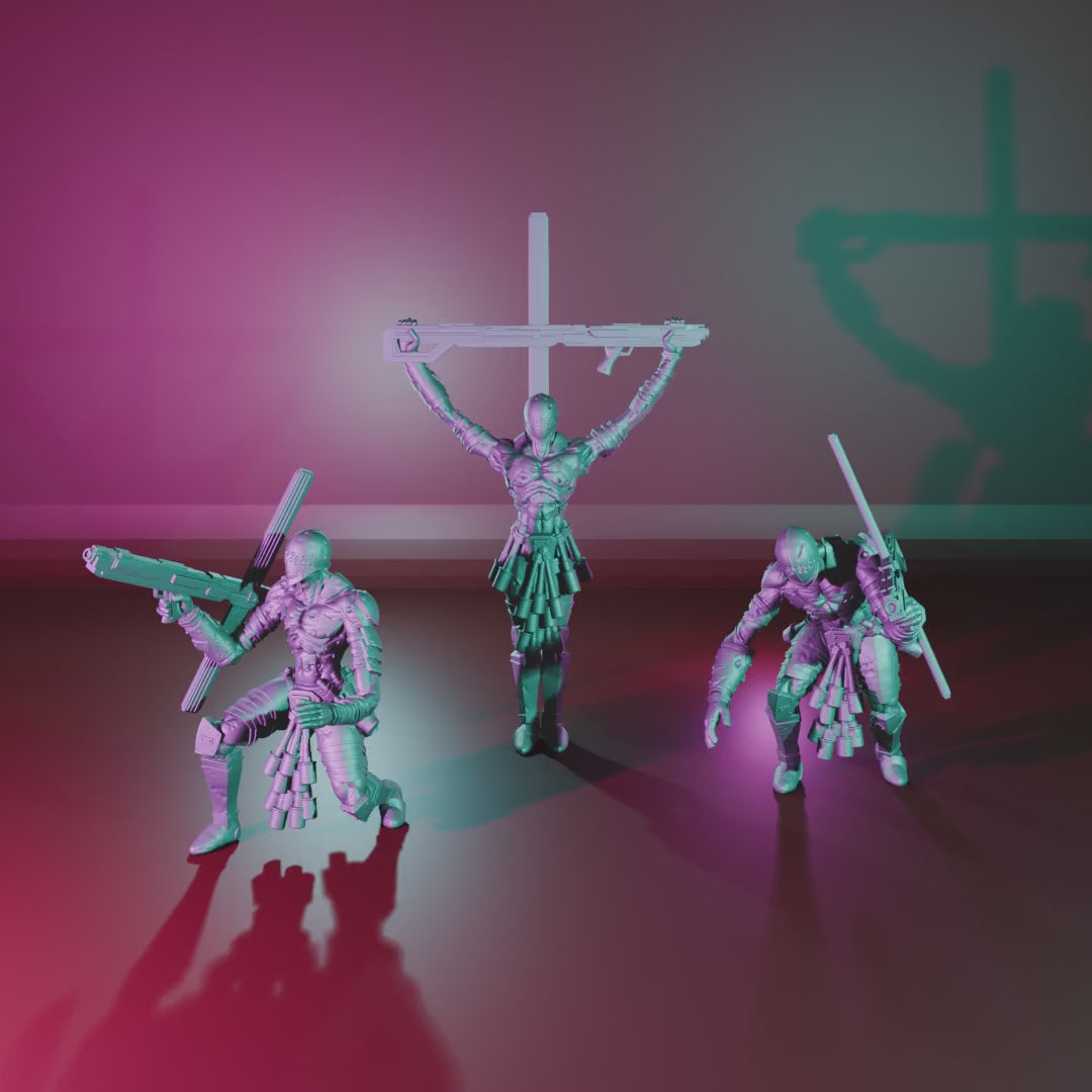 Nazarene Communicant by Papsikels turntable: squad of 3, Standing, Crouching and Aiming