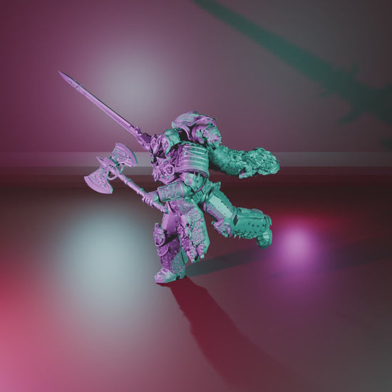 Frost Warrior by 3DArtGuy turntable, 50mm Attack pose with axe and sword