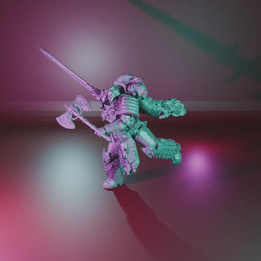 Frost Warrior by 3DArtGuy turntable, 50mm Attack pose with axe and sword