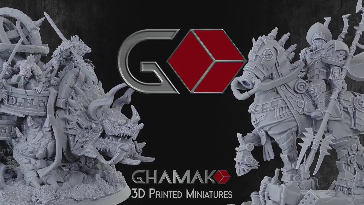 Orc Chieftain on Wild Boar Chariot by Ghamak Fantasy 28mm Scale Miniature, 100mm x 100mm, Vehicle