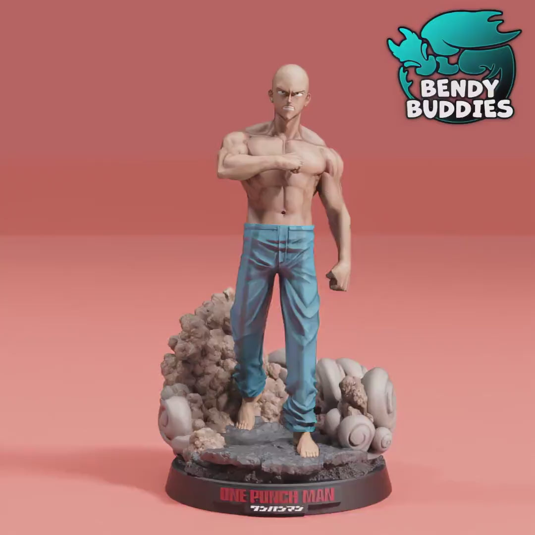Saitama One-Punch Man (Fan Art), by BendyBuddies 3D Printed, Statue, Complete or Parts, Resin