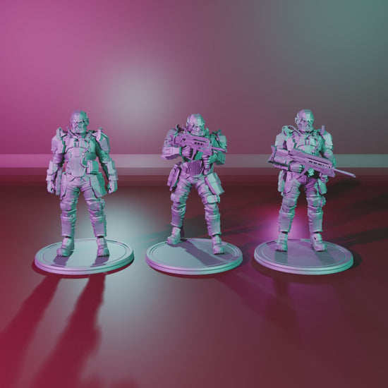 Killzone Assault Trooper – 360° turntable, all three poses on platforms