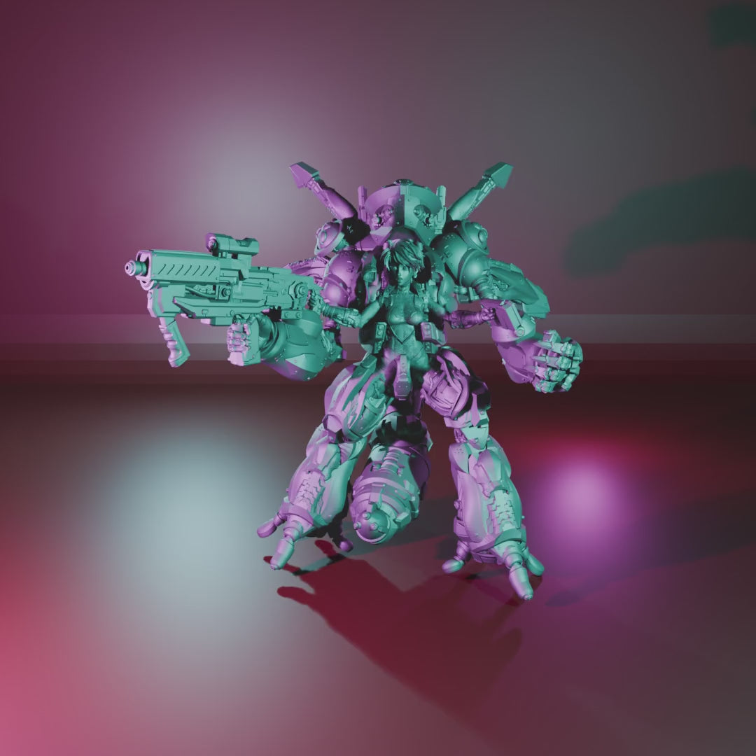 Mecha Pilot by 3DArtGuy turntable, 50mm Shooting V1 pose