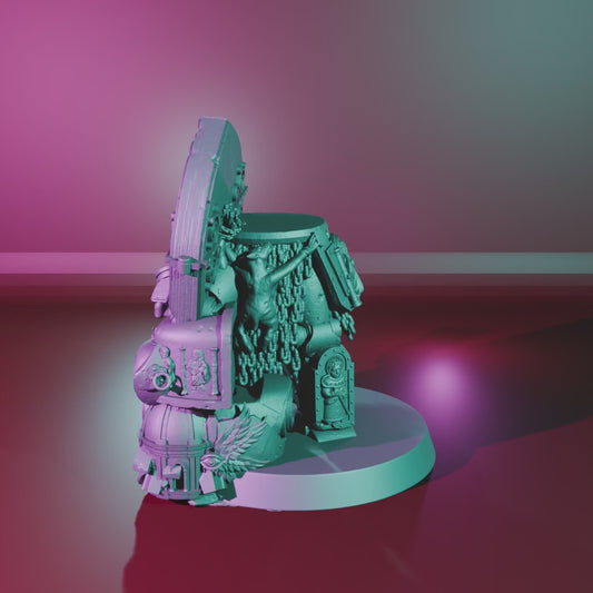 Quiapo Shrine Anchorite – 360° turntable, assembled model with shield and mace on base