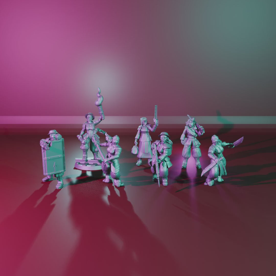 Sisterhood of the Crusade – 360° turntable, all seven sisters and the doctor