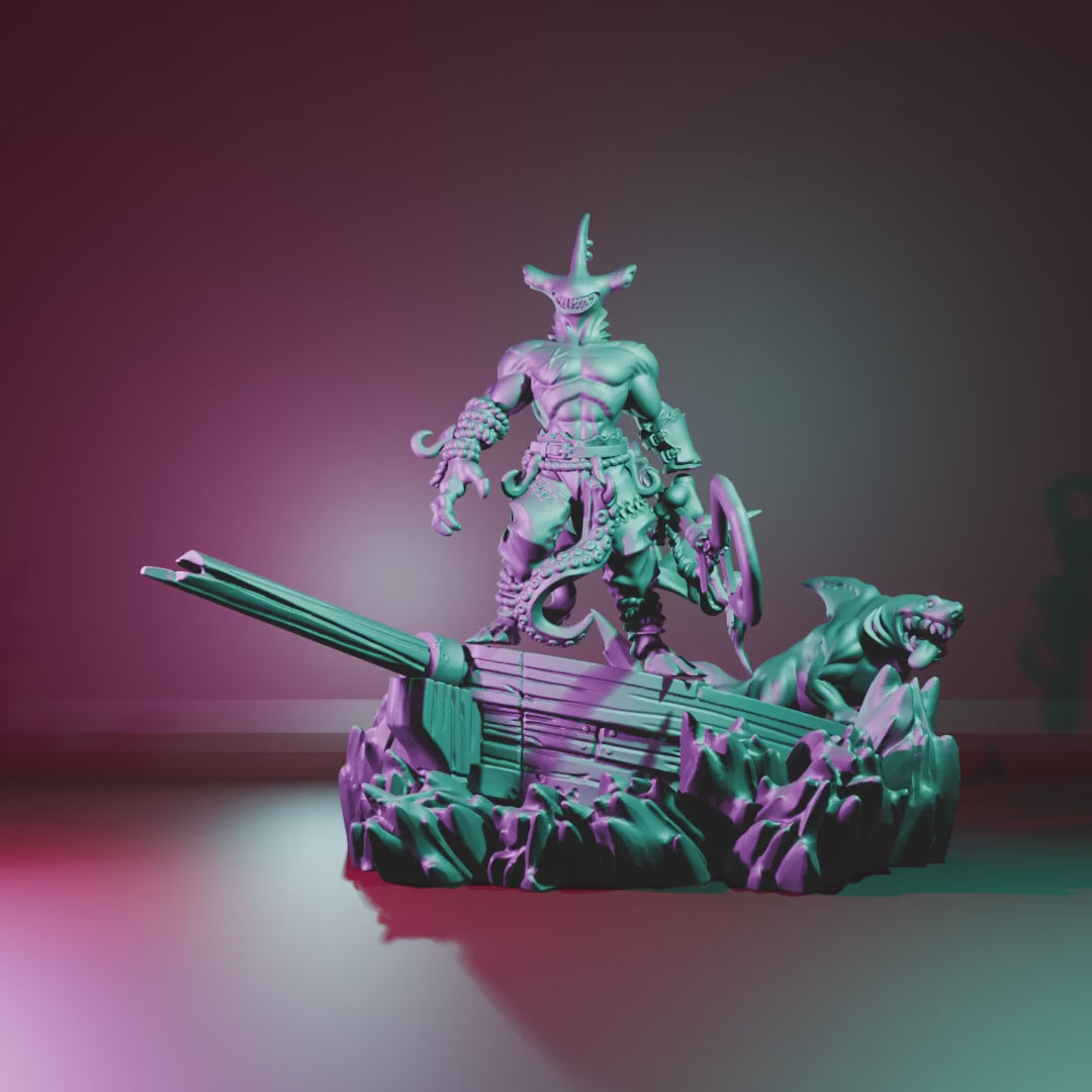 Blotch Darkwater by Battle Yak turntable video – Blotch, Sharkhound and boat stand assembled