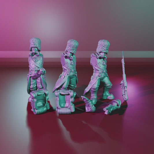 Grim Guard Royals – 360° turntable, sample bodies, arms and backpacks from the kit