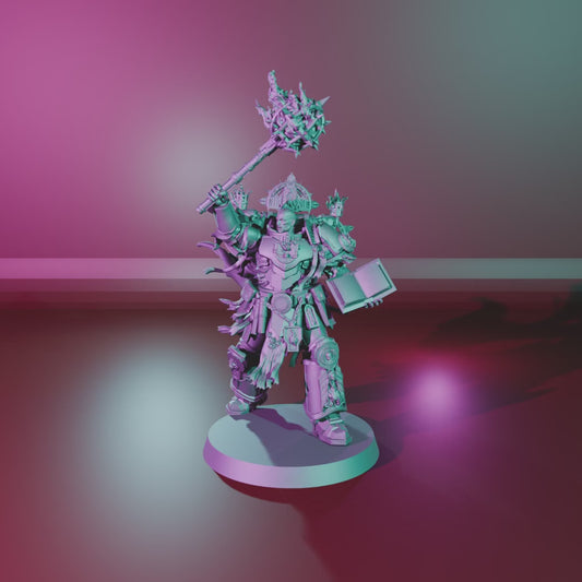 True Believer by 3DArtGuy turntable, 50mm Mace Raised with cape on a 40mm magnetic base