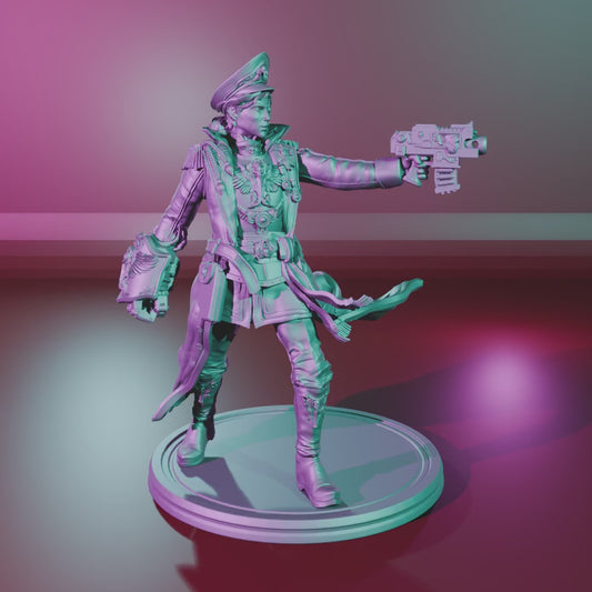 Female Officer – 360° turntable, assembled model on platform