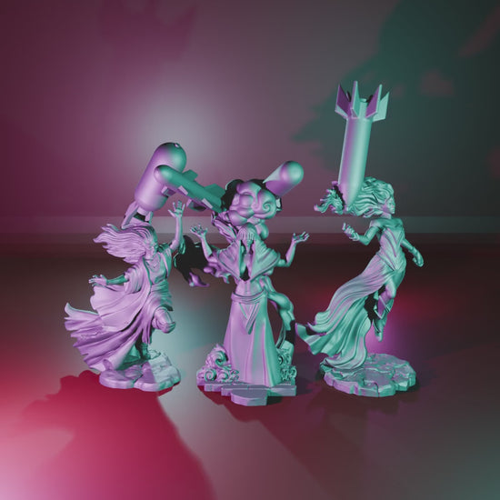 Atomic Sabbath by Wild Mesh turntable video – all three witches on their base toppers