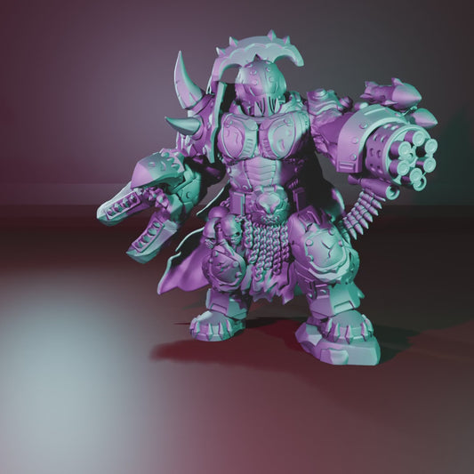 Grokk Brutelord by Atlan Forge – Resin Printed Grimdark Sci-Fi Mini With Wolf (28/32mm)