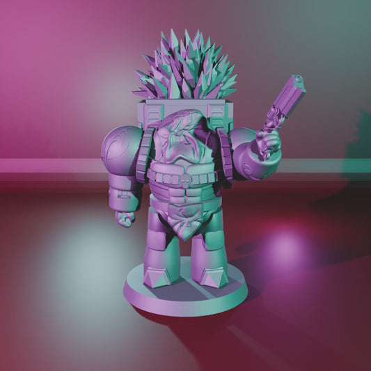 Terry the Psycho Warrior by 3DArtGuy turntable, 50mm Crystal Pack – Pistol Up on a 40mm magnetic base