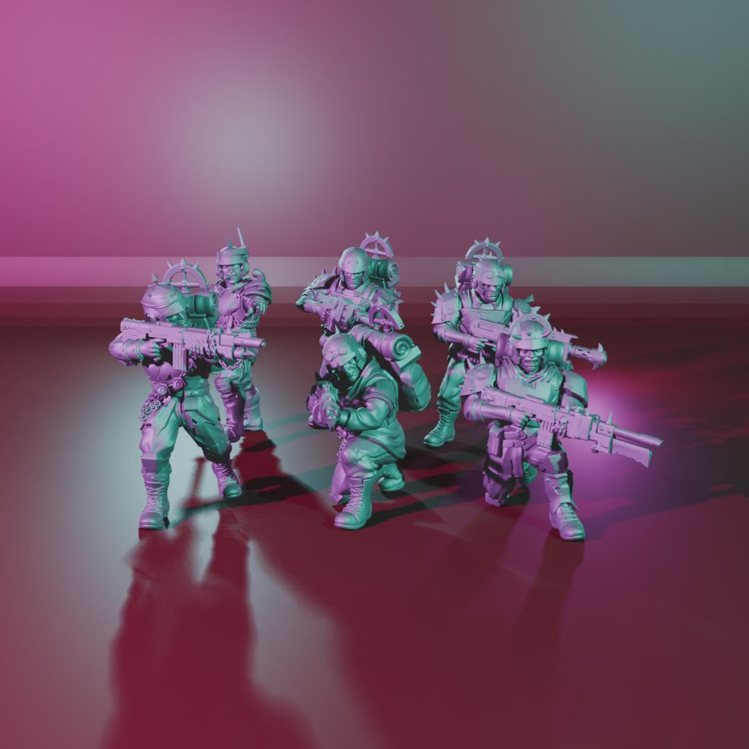 Fell Strike Squad – 360° turntable, six assembled squad members