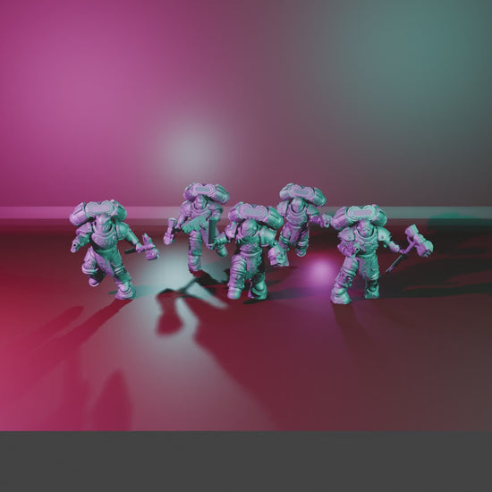 Ignisaurus Clan Warriors Storm Squad with Jetpacks – 360° turntable, five jetpack warriors