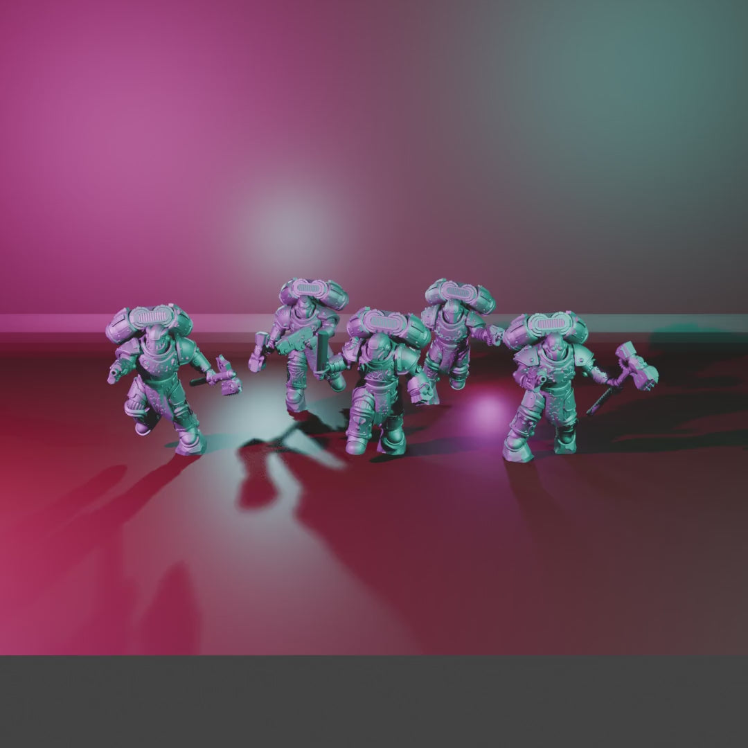 Ignisaurus Clan Warriors Storm Squad with Jetpacks – 360° turntable, five jetpack warriors