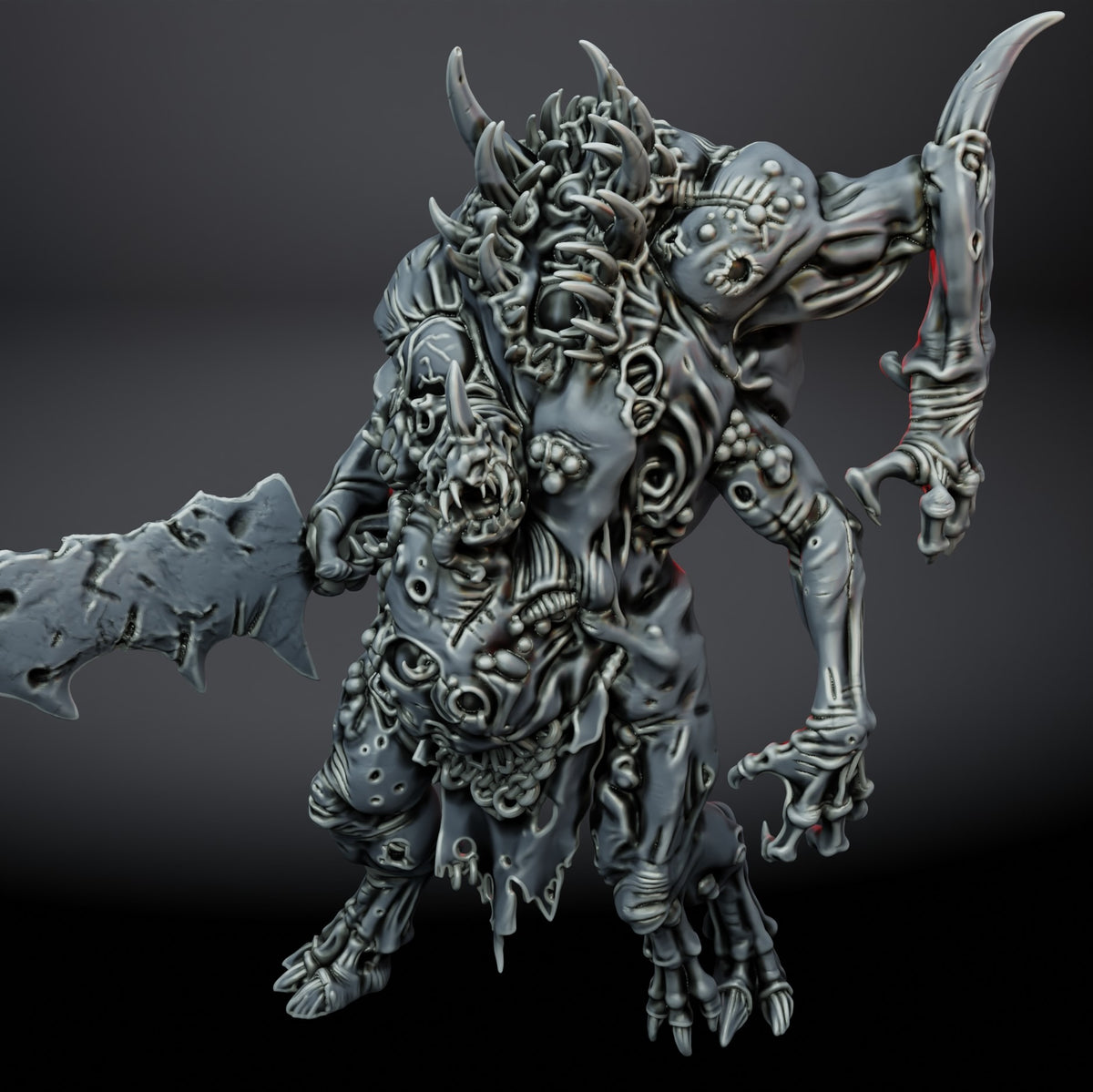 Rotting Demon by Rat Man Forge – hulking multi-limbed horror with notched cleaver, 80 mm tall