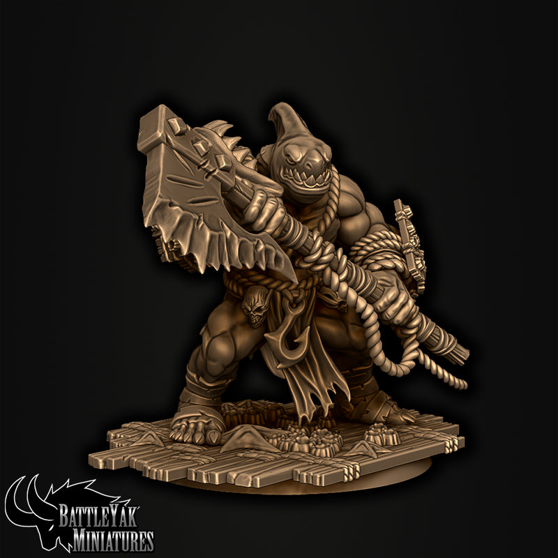 Sharkzerker Great-Weapon Pack by Battle Yak – striding warrior with the great axe braced across his chest