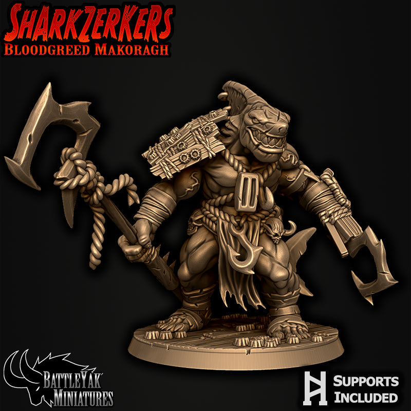Sharkzerker Warrior Pack by Battle Yak – Warrior B with plank shoulder pad and hook weapons