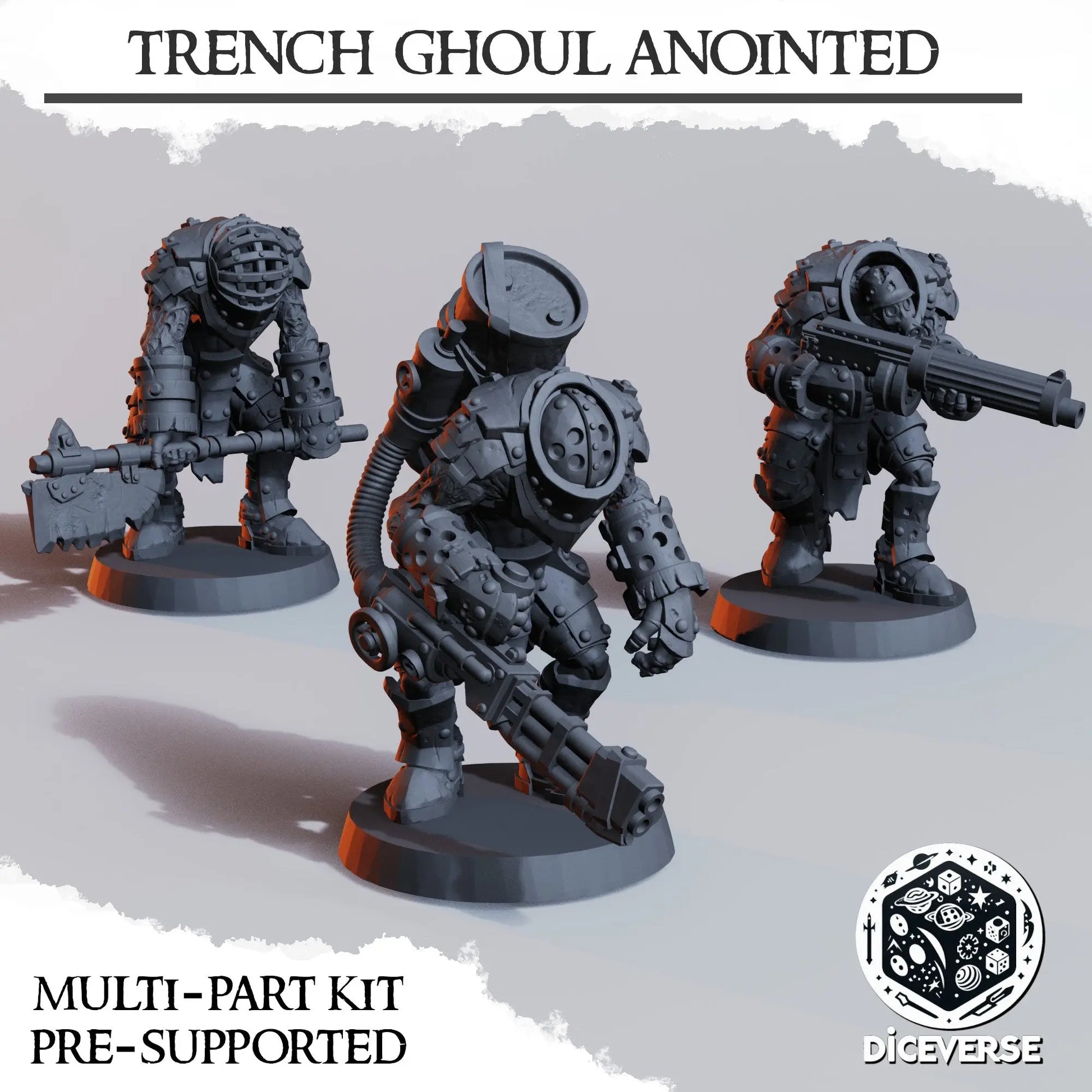 Trench Ghoul Anointed by Diceverse, 28/32mm scale miniature, 60mm Tall, Trench Crusade Proxy My Store
