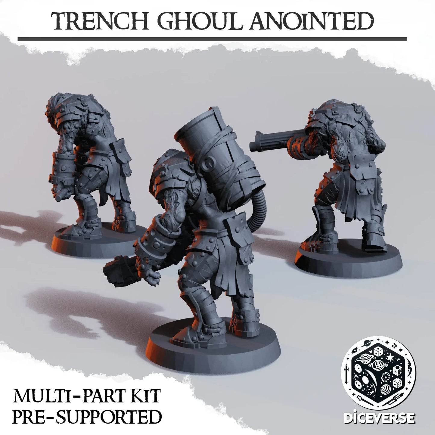 Trench Ghoul Anointed by Diceverse, 28/32mm scale miniature, 60mm Tall, Trench Crusade Proxy My Store