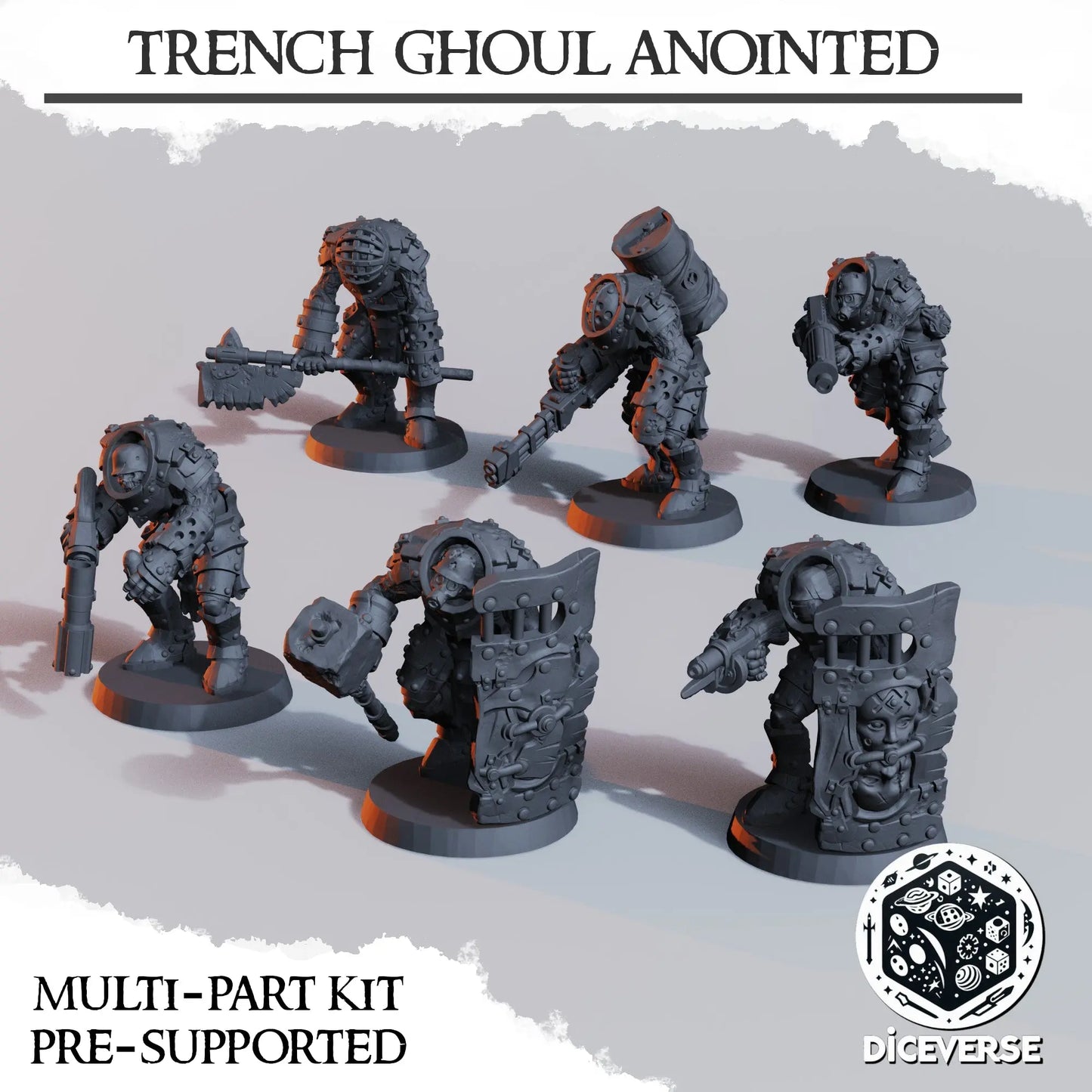 Trench Ghoul Anointed by Diceverse, 28/32mm scale miniature, 60mm Tall, Trench Crusade Proxy My Store