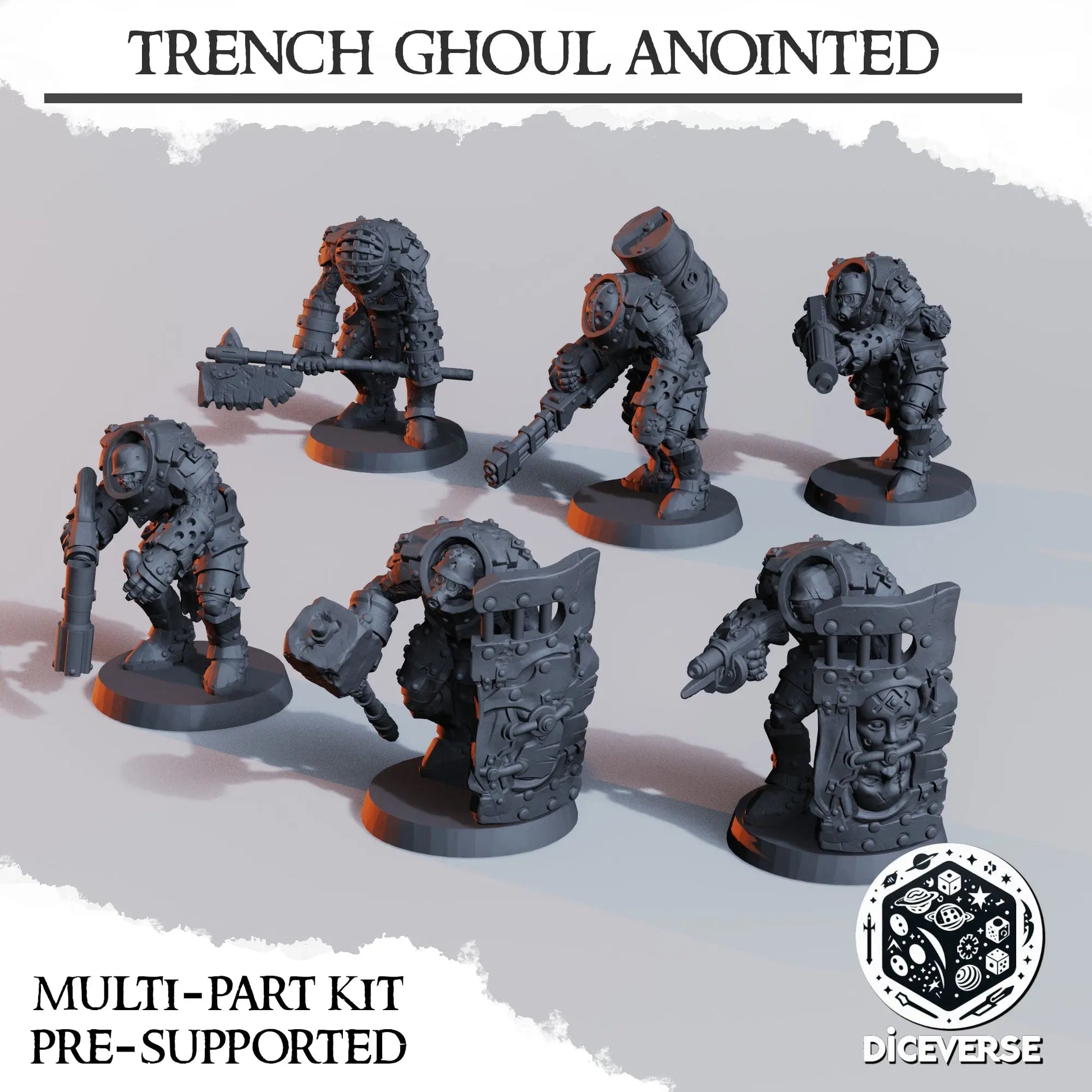 Trench Ghoul Anointed by Diceverse, 28/32mm scale miniature, 60mm Tall, Trench Crusade Proxy My Store