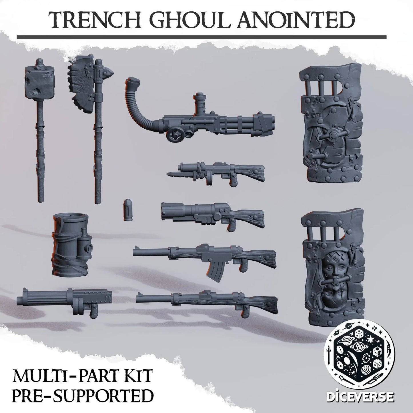 Trench Ghoul Anointed by Diceverse, 28/32mm scale miniature, 60mm Tall, Trench Crusade Proxy My Store