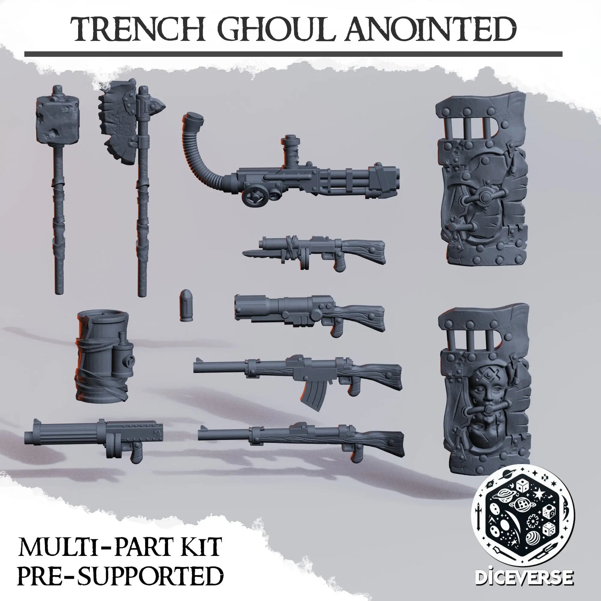 Trench Ghoul Anointed by Diceverse, 28/32mm scale miniature, 60mm Tall, Trench Crusade Proxy My Store