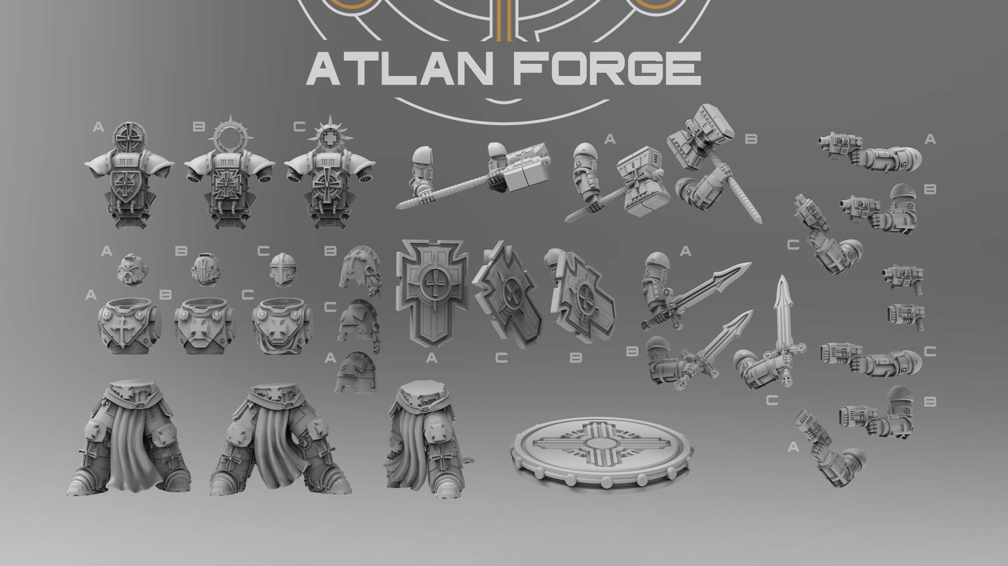 Templar Veterans by Atlan Forge – 3-Man Modular Resin Printed Grimdark Squad (28/32mm)