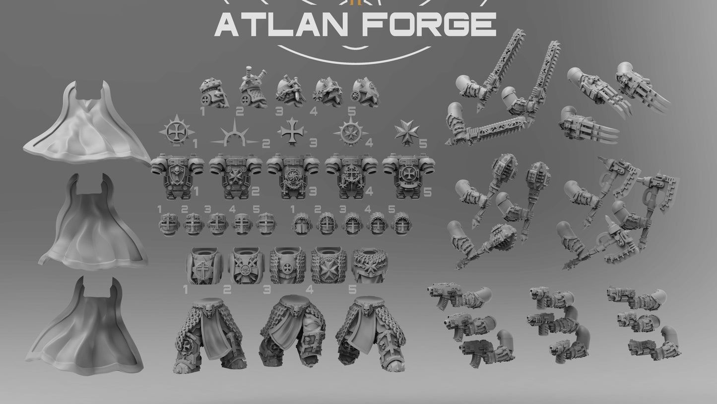 Templar Argenta by Atlan Forge – 5-Man Modular Resin Printed Grimdark Squad (28/32mm)