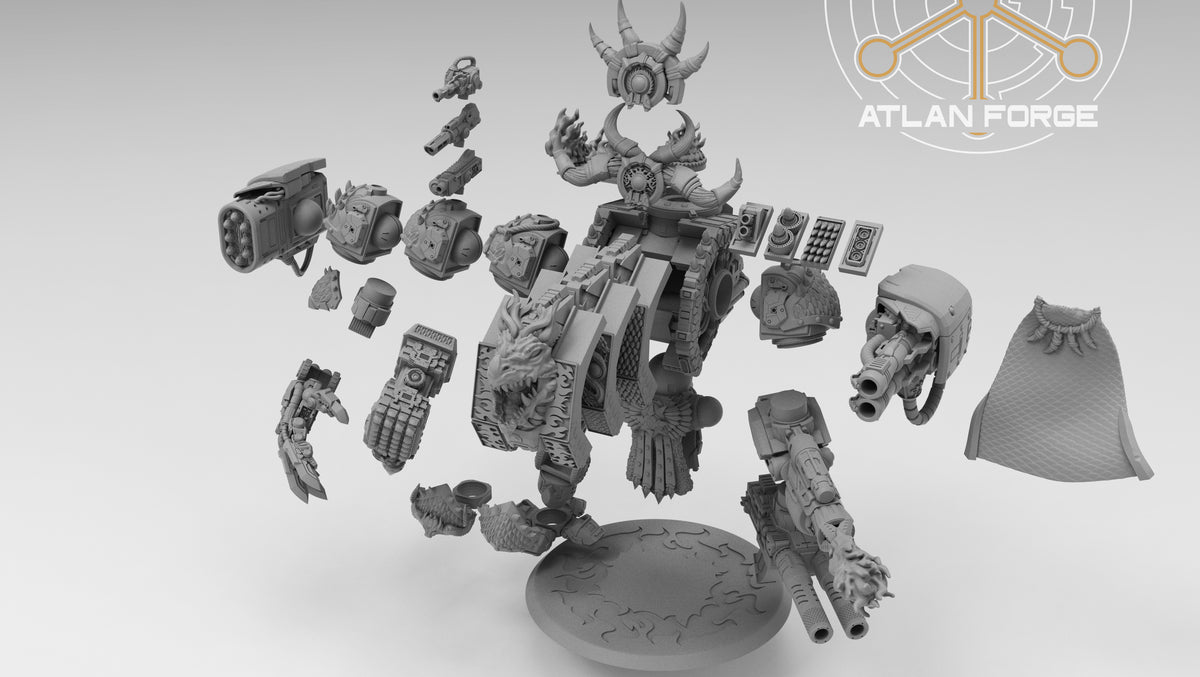 Dragon Dreadnought by Atlan Forge – Modular Resin Grimdark Sci-Fi Walker Kit (90mm Base)