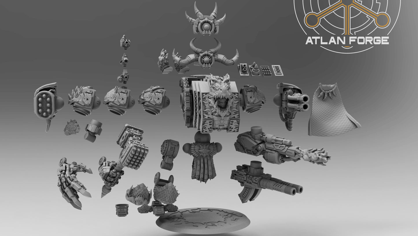 Dragon Dreadnought by Atlan Forge – Modular Resin Grimdark Sci-Fi Walker Kit (90mm Base)